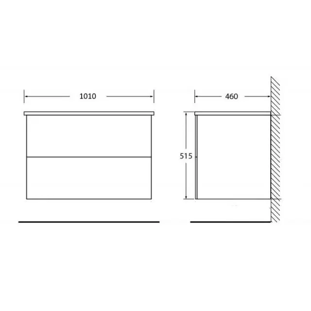 База под раковину с доводчиками, Rovere Grigio, 1000x455x500, ETNA-1000-2C-SO-RG-P Belbagno