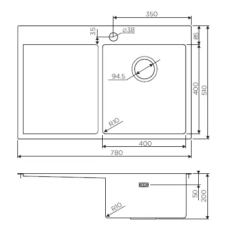Мойка Akisame 78-GM-R нерж.сталь/вороненая сталь Omoikiri 4973100