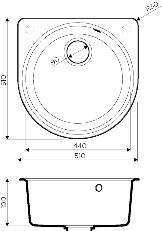 Мойка Akegata 51-BL Artgranite/Черный Omoikiri 4993758