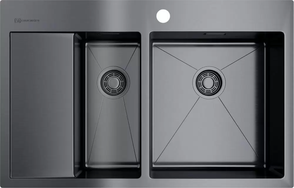 Мойка Akisame 78-2-GM-R нерж.сталь/вороненая сталь Omoikiri 4973102