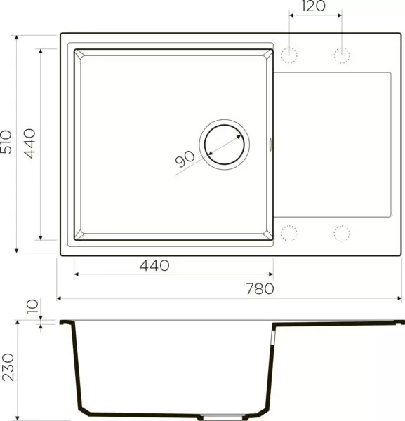 Мойка Daisen 78-LB-CA Artgranit/карамель Omoikiri 4993689