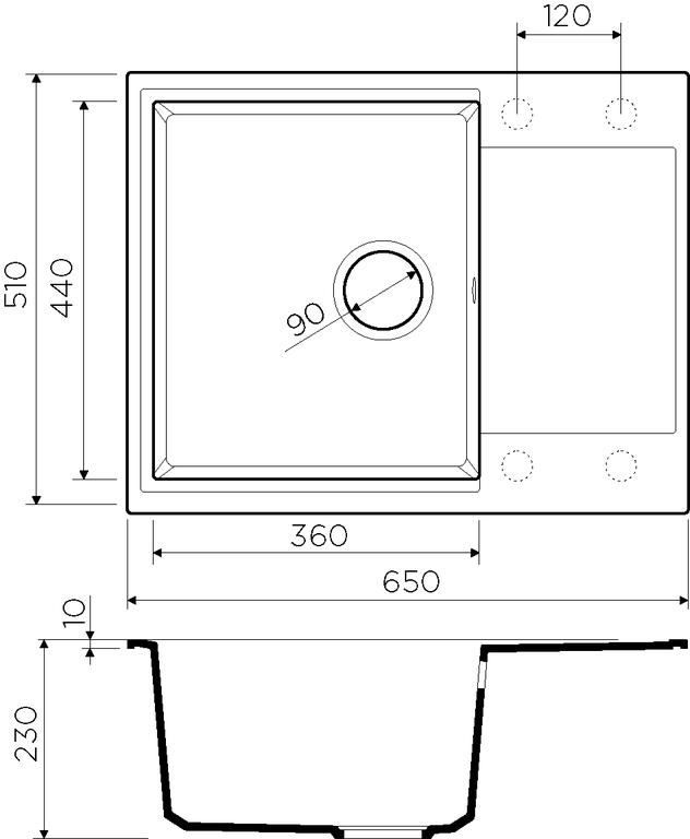Мойка Daisen 65-BE Artgranit/ваниль Omoikiri 4993678