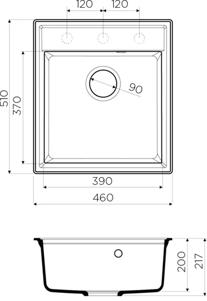 Мойка Daisen 46-BL Artgranit/Черный Omoikiri 4993614