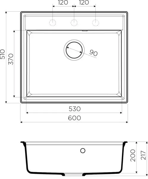 Мойка Daisen 60-BL Artgranit/черный Omoikiri 4993622