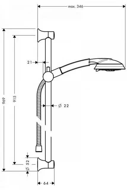 Душевой набор 100 3jet со штангой 90 см, хром/золото Raindance Classic 27841090 HANSGROHE