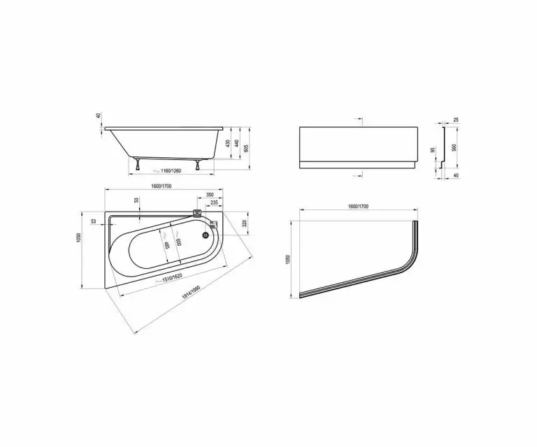 Передняя панель CHROME 170x105 L белая CZA3100A00 RAVAK