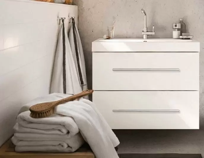 Комплект мебели подвесной Комо 60 с зеркальным шкафом Волна с подсветкой