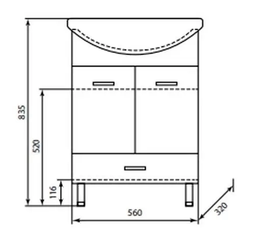 Комплект мебели напольный Балтика-60 1 ящик с зеркальным шкафом Панда с подсветкой