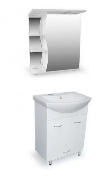 Комплект мебели напольный Балтика-60 1 ящик с зеркальным шкафом Волна с подсветкой