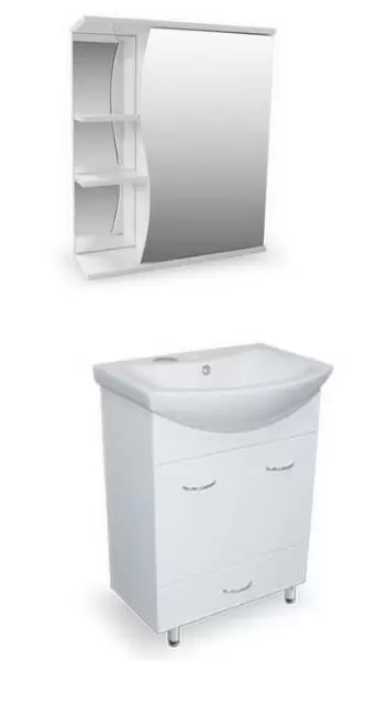 Комплект мебели напольный Балтика-60 1 ящик с зеркальным шкафом Волна