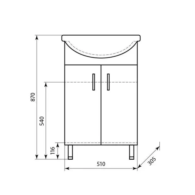 Комплект мебели напольный Уют-55 с зеркальным шкафом Мадрид с подсветкой