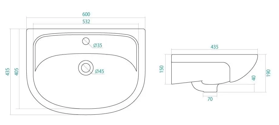 Комплект мебели напольный Эллада-60 с зеркальным шкафом Волна с подсветкой