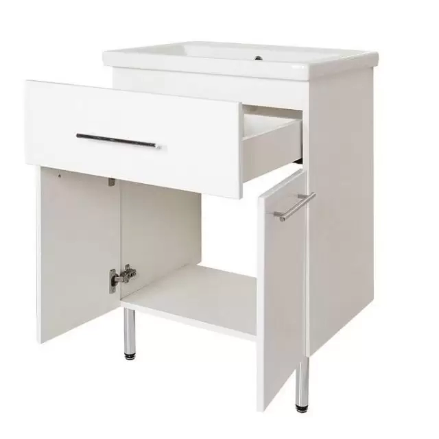 Комплект мебели напольный Комо-60 1 ящик с зеркальным шкафом Волна с подсветкой