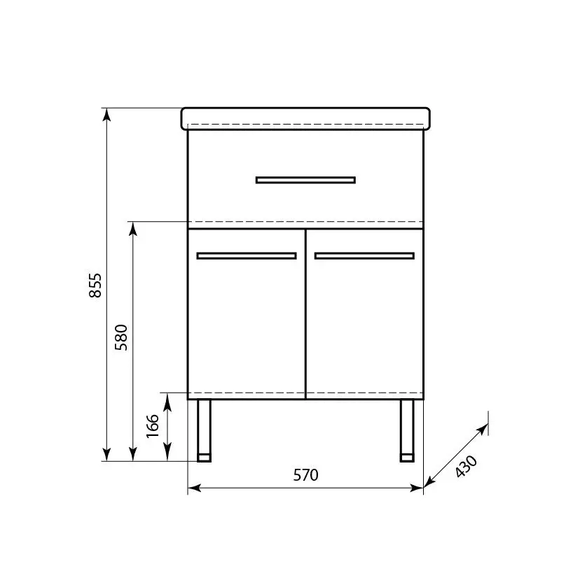 Комплект мебели напольный Комо-60 1 ящик с зеркальным шкафом Волна с подсветкой