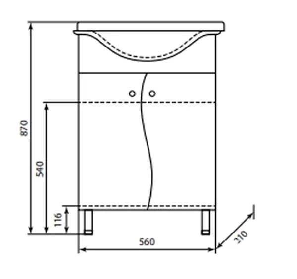 Комплект мебели напольный Байкал-60 с зеркальным шкафом Волна с подсветкой