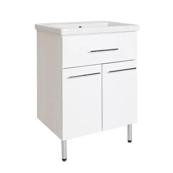 Комплект мебели напольный Комо-60 1 ящик с зеркальным шкафом Волна с подсветкой