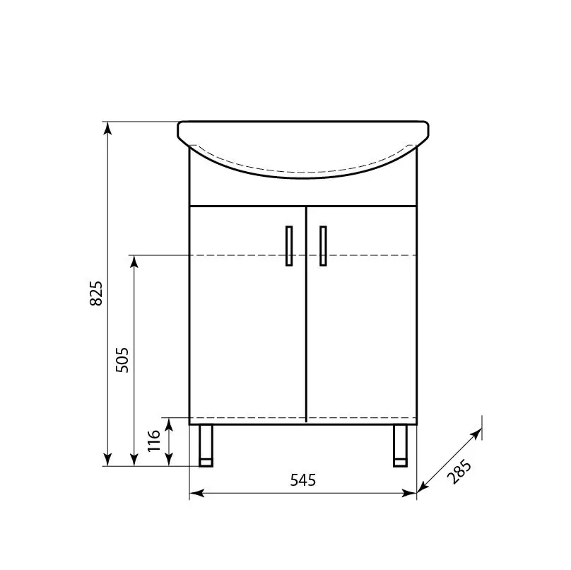 Комплект мебели напольный Эллада-60 с зеркальным шкафом Волна с подсветкой