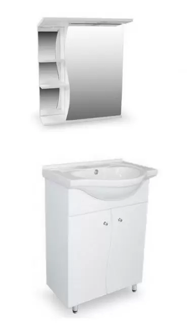 Комплект мебели напольный Байкал-60 с зеркальным шкафом Волна с подсветкой