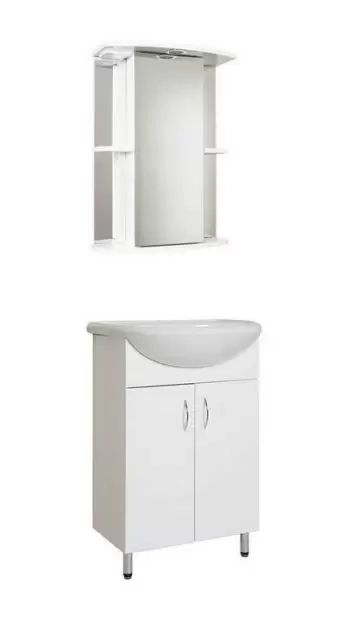 Комплект мебели напольный Уют-55 с зеркальным шкафом Мадрид с подсветкой