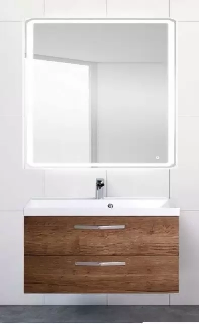 База под раковину подвесная с выкатными ящиками Rovere Tabacco AURORA-900-2C-SO-RT Belbagno