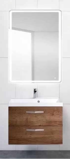 База под раковину подвесная с выкатными ящиками Rovere Tabacco AURORA-600-2C-SO-RT Belbagno