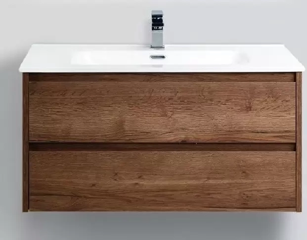 База под раковину подвесная с выкатными ящиками Rovere Tabacco KRAFT-1000-2C-SO-RT Belbagno