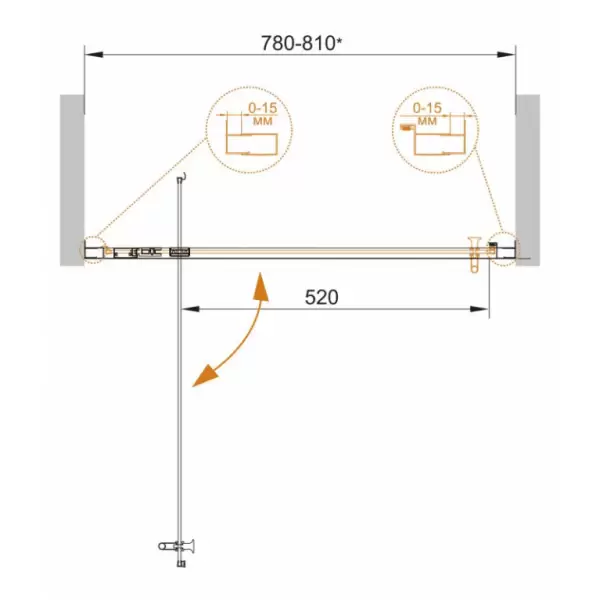 Душевая дверь CEZARES ECO-O-BA-1-80-P-Cr 800x1900