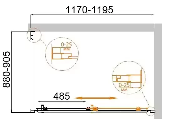 Душевой уголок MOLVENO-AH-11-120/90-P-Cr (1180-1220)x(880-900)x1950 Cezares
