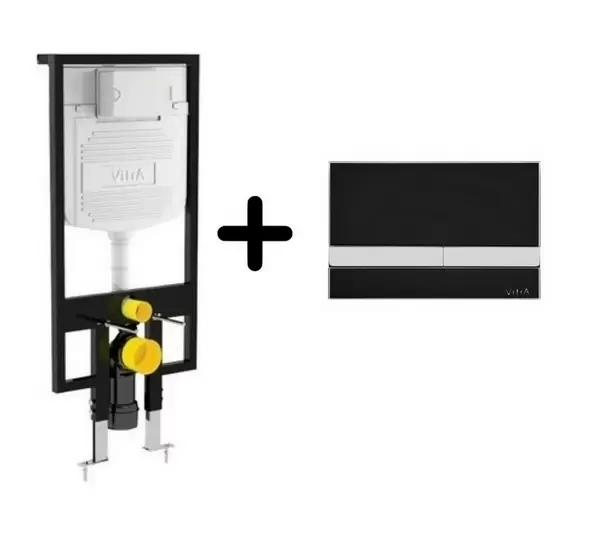 Комплект инсталляция 748-5800-01 с черной стеклянной клавишей Loop 740-1101 Vitra