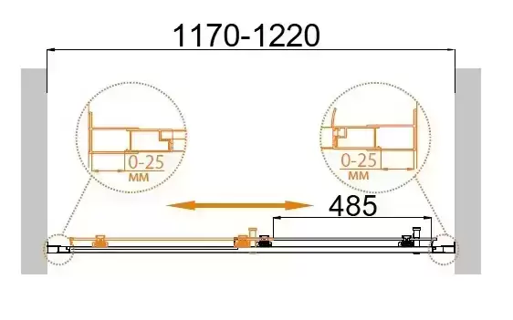 Душевая дверь MOLVENO-BF-1-120-P-Cr (1170-1220)x1900 Cezares