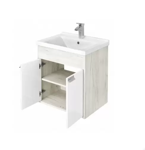 Комплект мебели Флай 60 белый/дуб крафт с ножками Акватон