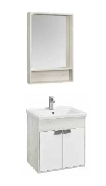 Комплект мебели Флай 60 белый/дуб крафт с ножками Акватон