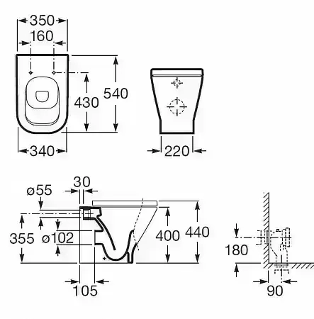 Комплект ПЭК Gap приставной (унитаз+сиденье микролифт+инсталляция+кнопка) 893109000
