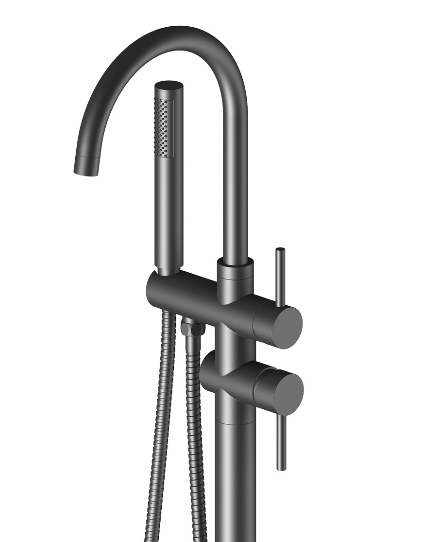 Смеситель Saona 2300/03Y-CR black (ванна напольный)