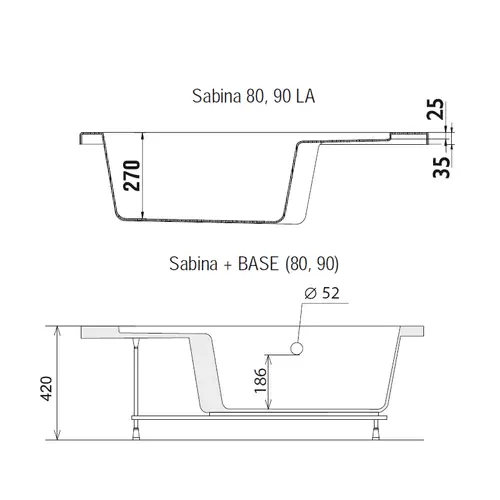 RAVAK Galaxy Поддон SABINA-80 LA белый