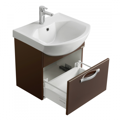 Тумба под умывальник подвесная Ария 50 тёмно-коричневая, 1A140301AA430