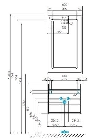 Тумба под умывальник Римини 60 NEW, 1A226601RN010