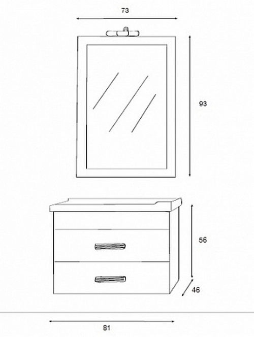Тумба подвесная с 2 выдвижными ящиками ORCHIDEA OR80.07, 81x45x60, Laccato