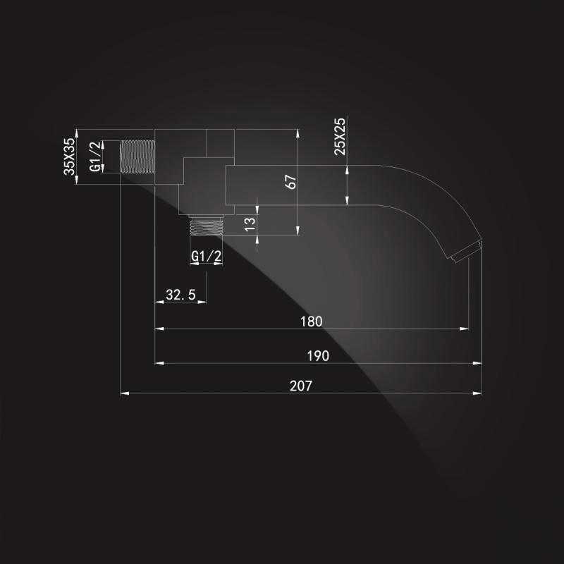 Излив встраиваемый настенный 180 мм, с переключателем SquareLine RS-4W