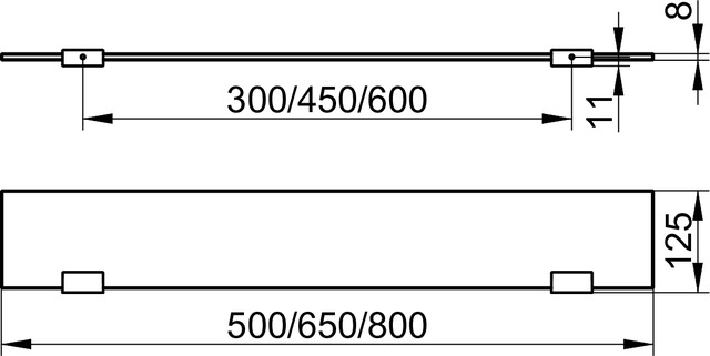 Стеклянная полочка в комплекте с крепежом 500 х 8 х 125 мм Collection Moll 12710015500