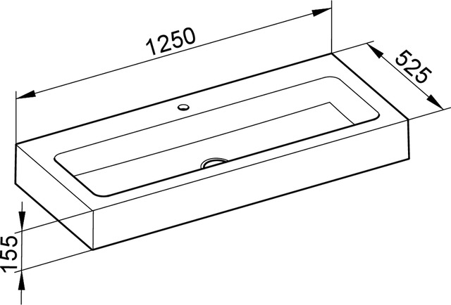Умывальник из минерального литья 1250x155x525мм, с отверстием для смес Edition 300 30370310001