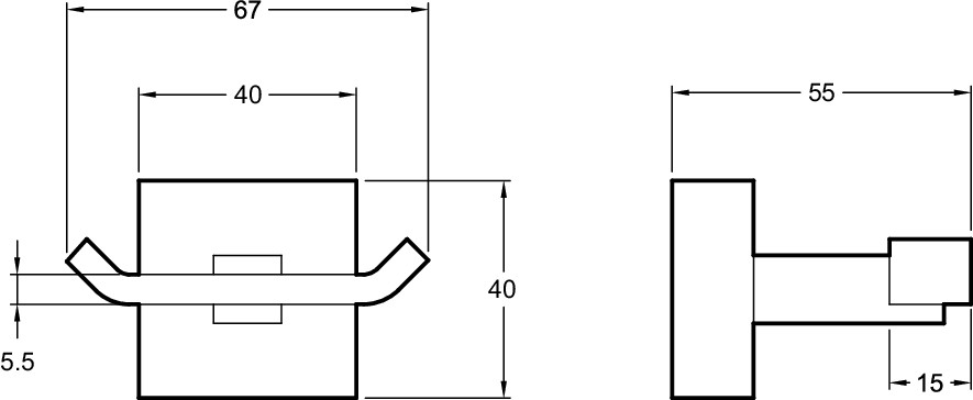 Двойной крючок, 6,7 х 4 см., хром OUT OF COL E77867-CP