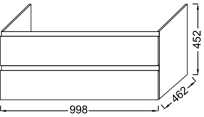 Тумба для левосторонней раковины 100 см, цвет блестящий черный MADELEINE EB2054-J52