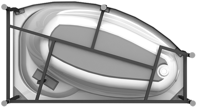 Ванна с гидромассажем София 1690х990 левая (КЛАССИК),пан+каркас+слив-пер+плт 2-75-2-1-0-223