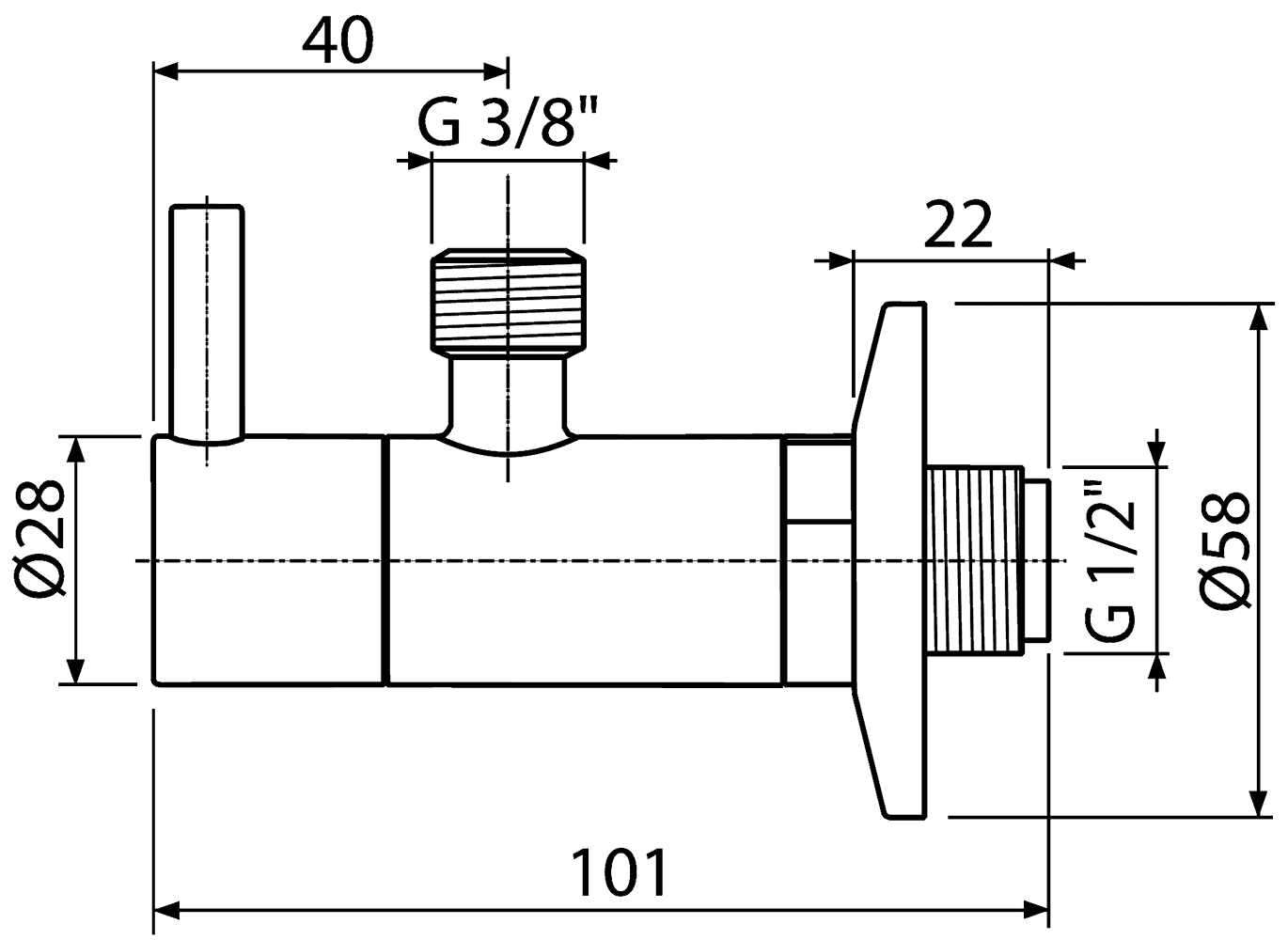 Угловой вентиль с фильтром 1/2"×3/8", круглый ARV001