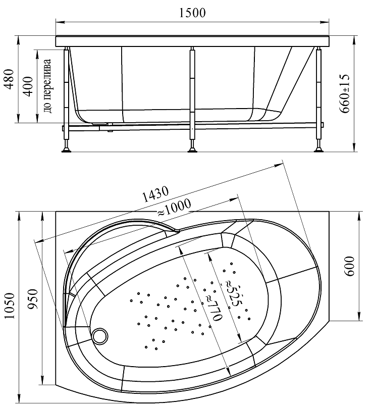 Ванна с гидромассажем Монти правая (БАЛАНС),панель/каркас/сл-п 2-76-2-2-0-213