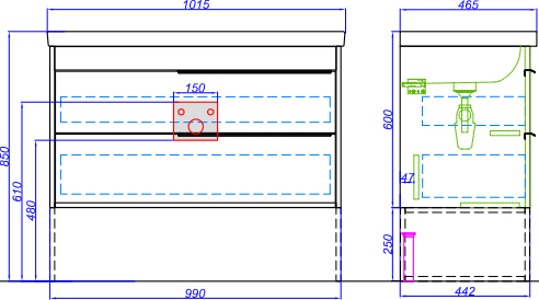 Тумба - умывальник Fargo, цвет дуб балтийский, FRG0110DB