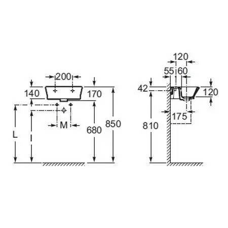 Раковина накладная / подвесная 350x320x170 Roca The Gap 327479000