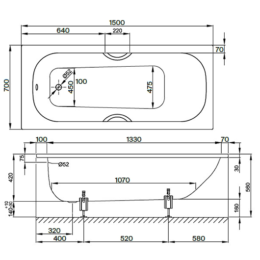 Ванна Form 150x70 с шумоизоляцией 2941-000AD
