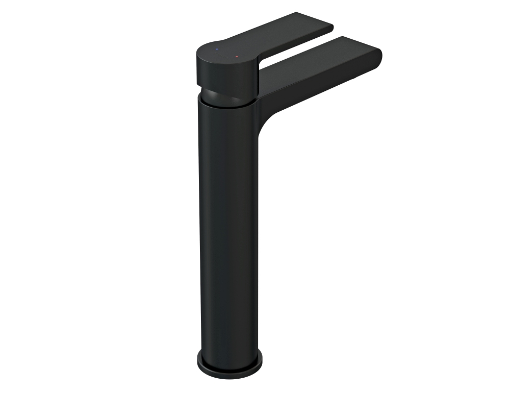 Смеситель для раковины BRASKO BLACK, высокий, сливной гарнитур, черный, 63111